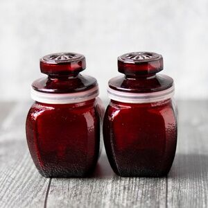 Wheaton glass ruby red salt pepper shakers vintage